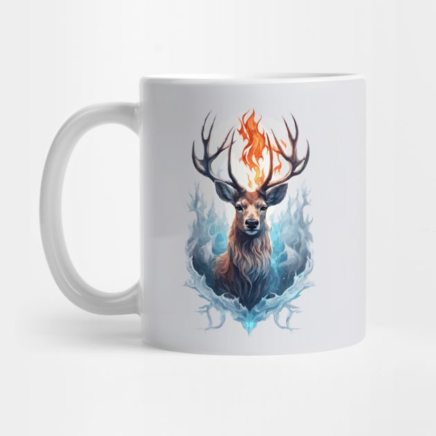 Fire and Ice Deer Animal by Art-Jiyuu